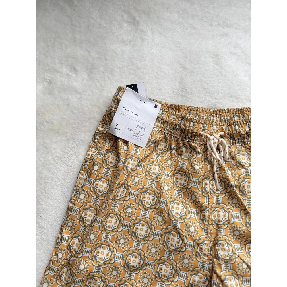 Goodfellow & Co Men's Geometric Swim Trunks Lined Drawstring Back Pocket M
